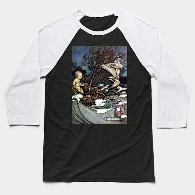 Peter Pan at Kensington Gardens (frontispiece) - Arthur Rackham Baseball T-Shirt by forgottenbeauty